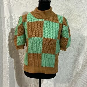 English Facotey check pattern‎ sweater, size XS, NWT